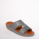 AMK Arabian Slippers – Grey Hexagon Embossed Leather