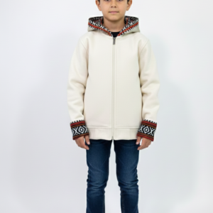 Boys' Cream Syrian Heritage Zip-Up Hoodie – Elegant Off-White