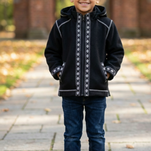 Boys' Black Syrian Heritage Hooded Jacket – Zip-Up Fleece Hoodie